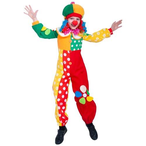 фото Костюм клоун филя детский карнавалофф xl (140-146 см) (комбинезон, кепка, нос, пряди) карнавалoff