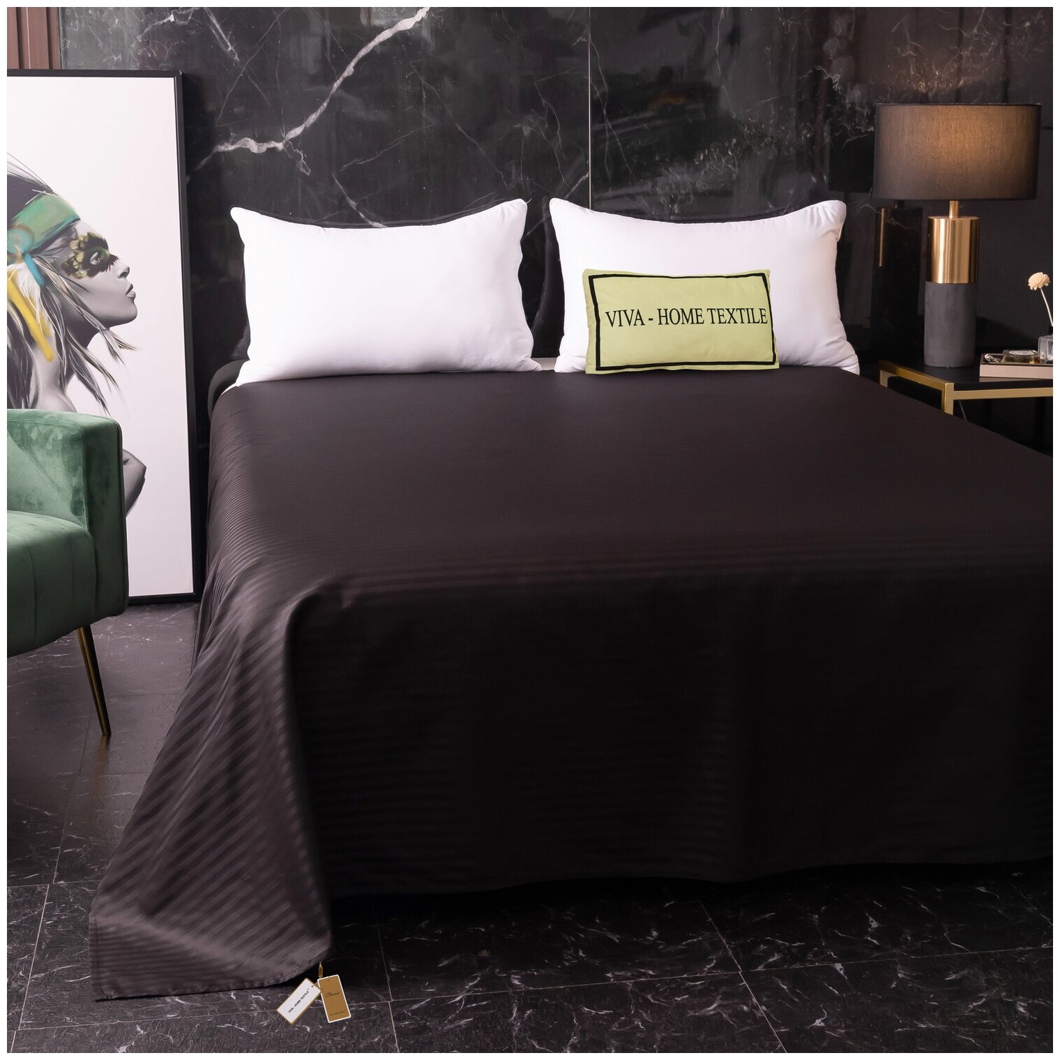 фото Простынь Страйп Сатин Однотонный 100% хлопок