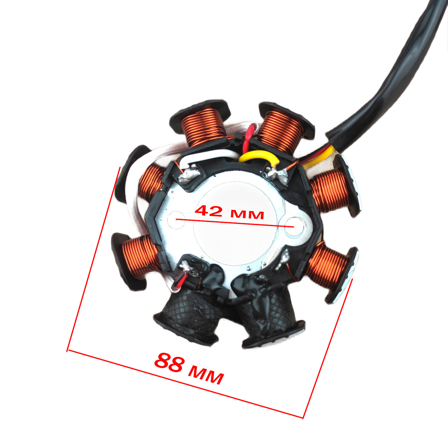 Статор генератора для скутера в сборе 4Т 139QMB (6+2 катушек)