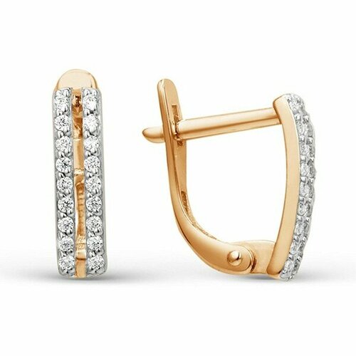 Серьги The Jeweller, красное золото, 585 проба, фианит, , золотистый