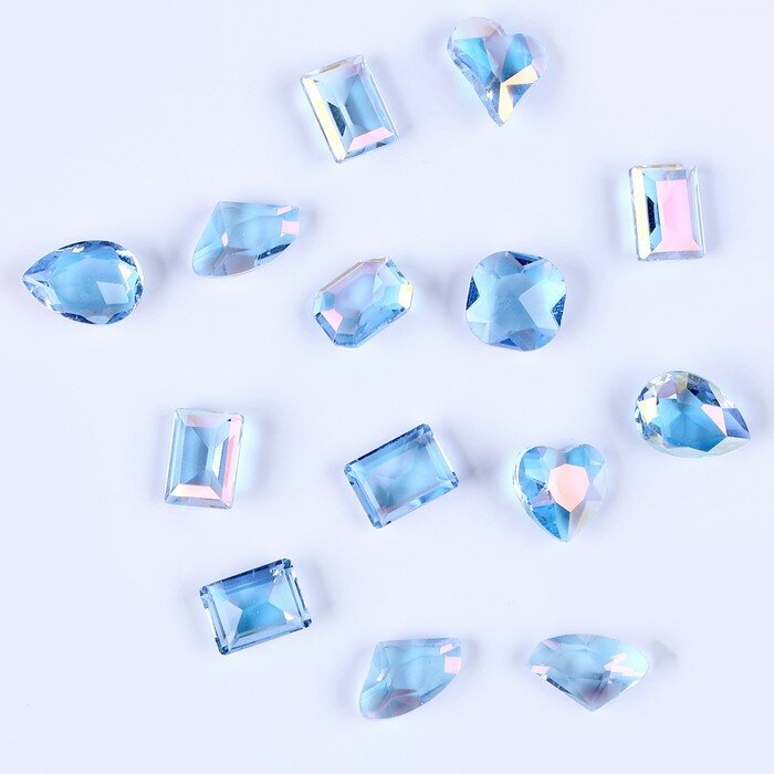 Камешки декоративные для творчества набор 15 шт цвет светло голубой камни: от 6 до 14 мм