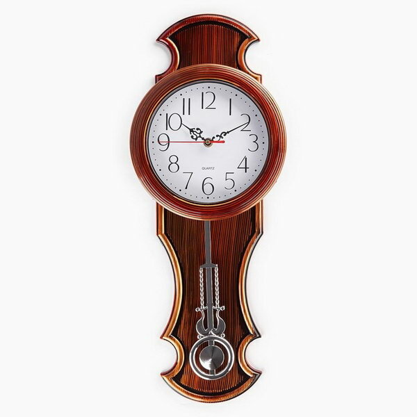 фото Часы настенные, серия: Маятник, "Классика" плавный ход, d-18 см,1 АА, 23 x 5 x 60