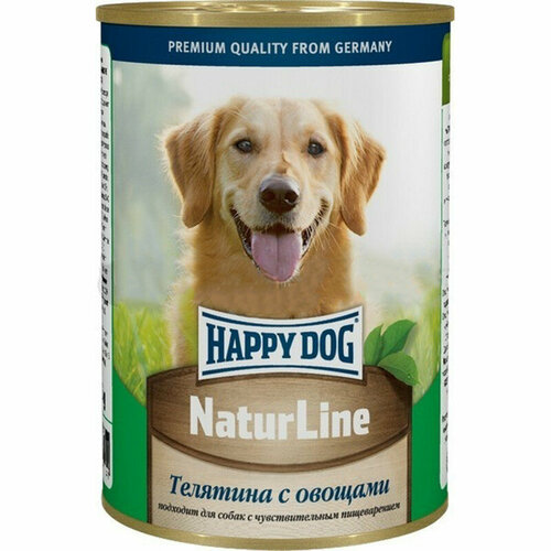 Happy Dog Natur Line влажный корм для взрослых собак с телятиной и овощами - 410 г х 12 шт