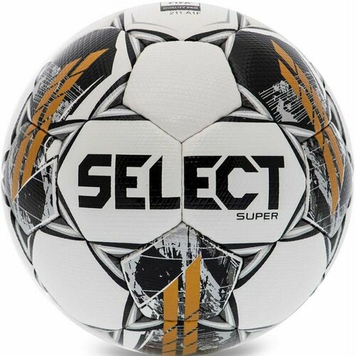 фото Мяч select super v23 3625560001, размер 5, fifa pro, бело-черн-золотой