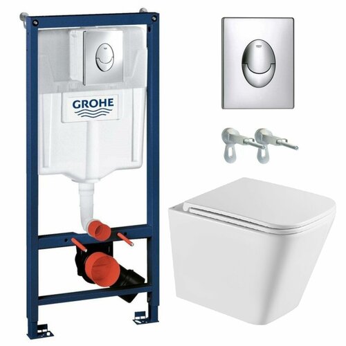 Готовый комплект: Инсталляция Grohe хром овал + Унитаз подвесной Triton VO-3032