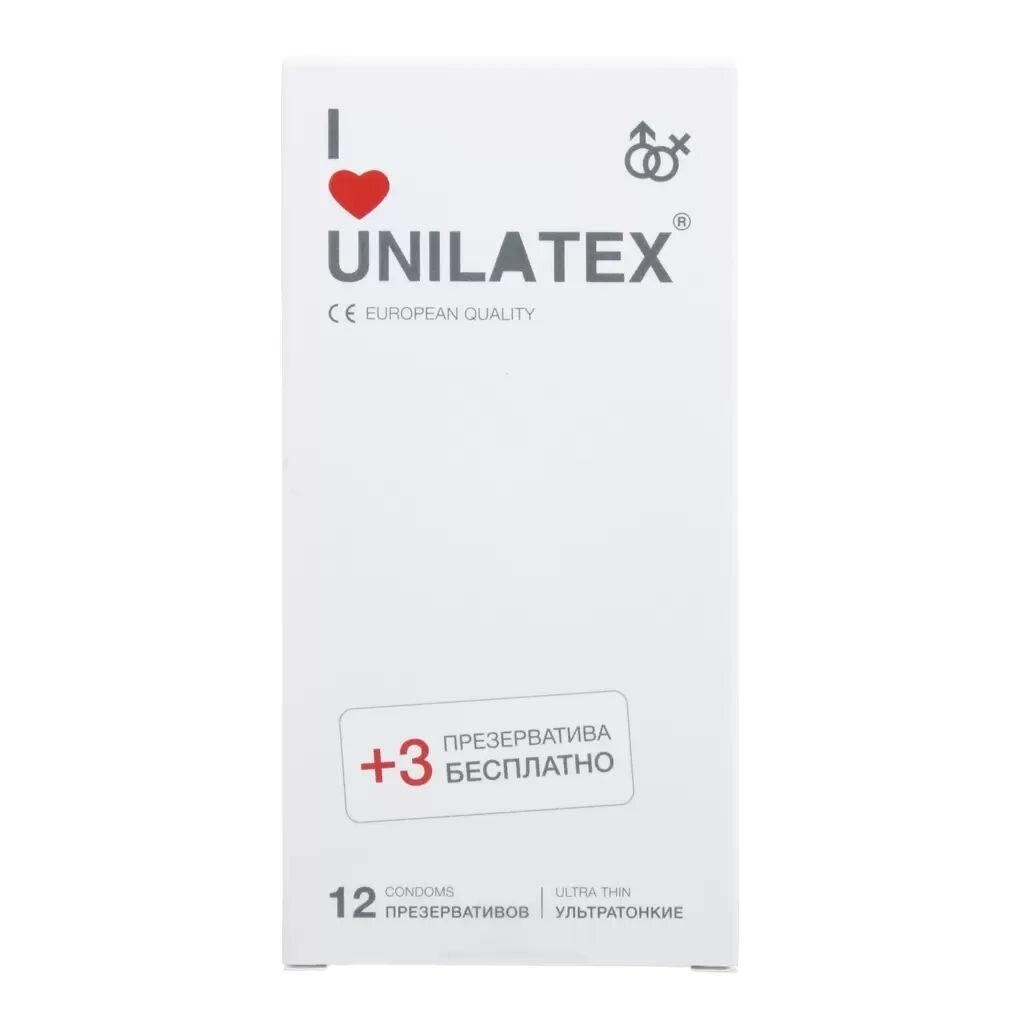 Unilatex / Презервативы Unilatex Ultra Thin 12+3 шт, ультратонкие.