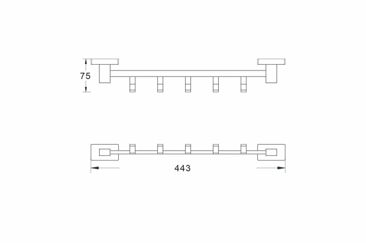 Планка для ванной Shevanik SG5651, хром, латунь, крепление на шурупы — фото 1