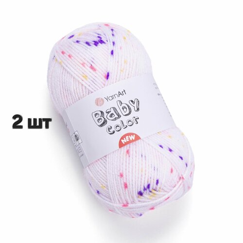 Пряжа YarnArt Baby color Желтый-фиолет-малина (213) 2 мотка 50 г/150 м (100% акрил) ярнарт беби колор