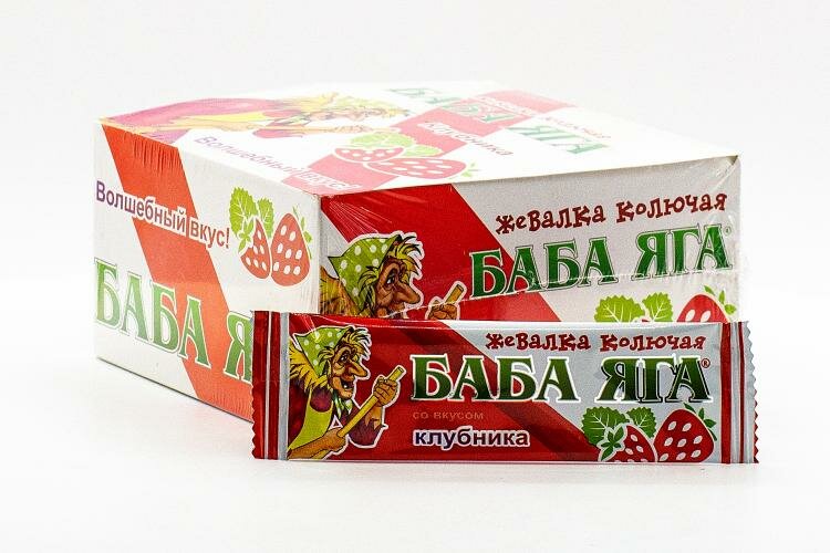 Жевательная конфета Баба Яга Клубника 11 гр Упаковка 48 шт