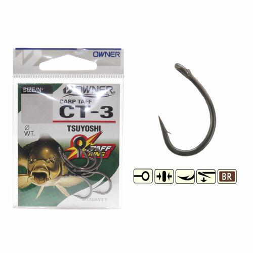 owner крючок owner 53275 ct 5 carp taff iseama teflon размер 6 8шт black Крючок рыболовный OWNER TSUYOSHI CARP TAFF CT-3 №6 SG (уп.8шт)