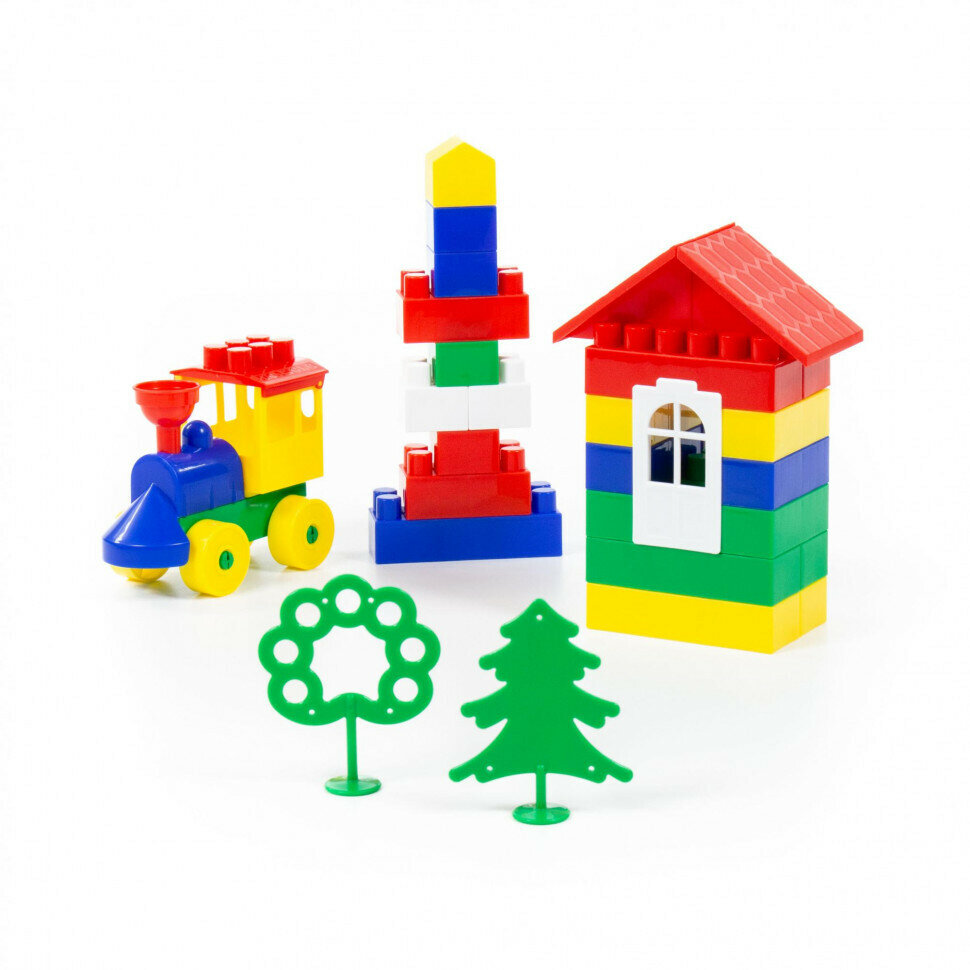 Конструктор пластмассовый "Строитель" (мини, 44 элем. в мешке) — фото 1