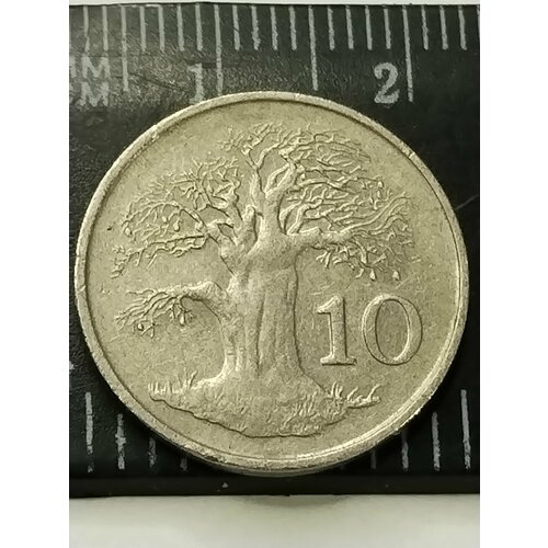 Зимбабве 10 центов 1997. Дерево Баобаб. XF