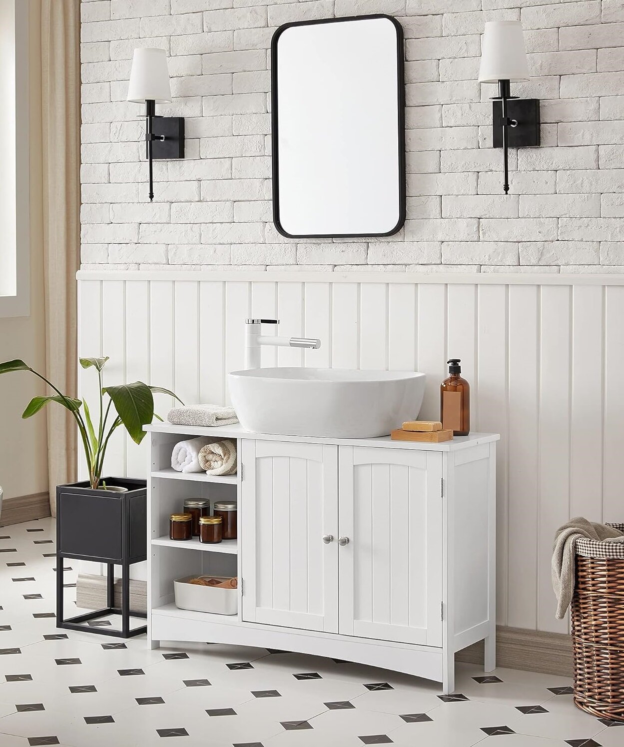 фото Тумба под раковину VASAGLE BBC410P31 90 x 30 x 60 см с 2 дверцами