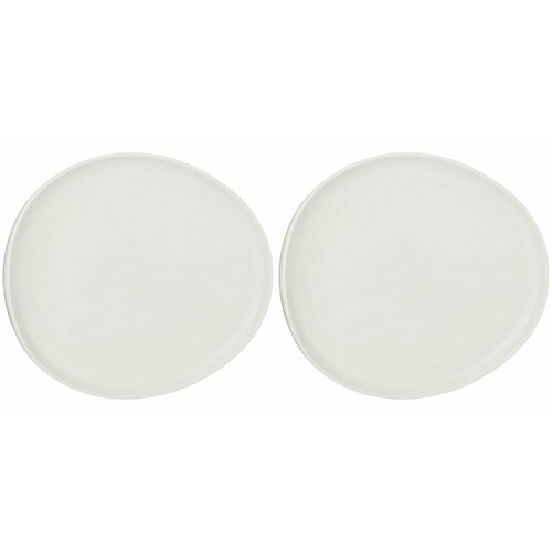 Набор тарелок Обеденных Столовых 25 см на 2 персоны Bronco Fusion, Фарфор, Мелкие Белые, 2 Шт набор посуды