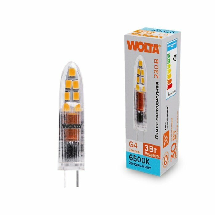 фото Лампа светодиодная Wolta WSTD JC 3Вт, 6500K, G4, пластик