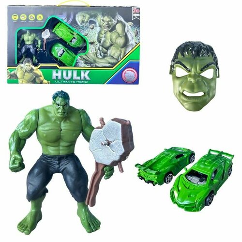 игрушка для мальчика мстители халк hulk 30 см 0812B Фигурка игрушка для мальчика Мстители Халк 16см. с машинками, Супергерои Marvel Avengers Hulk