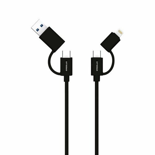 Кабель 4 в 1 ERGOLUX ELX-CDC07-C02 USB - Type-C Type-C Lightning 5А 12м черный для дома 1405₽