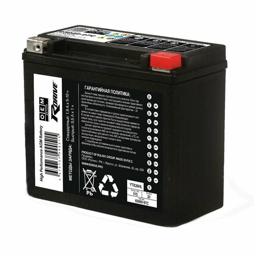 Аккумулятор RDrive OEM AGM 19Ач обратная полярность YTX20HL 15820₽