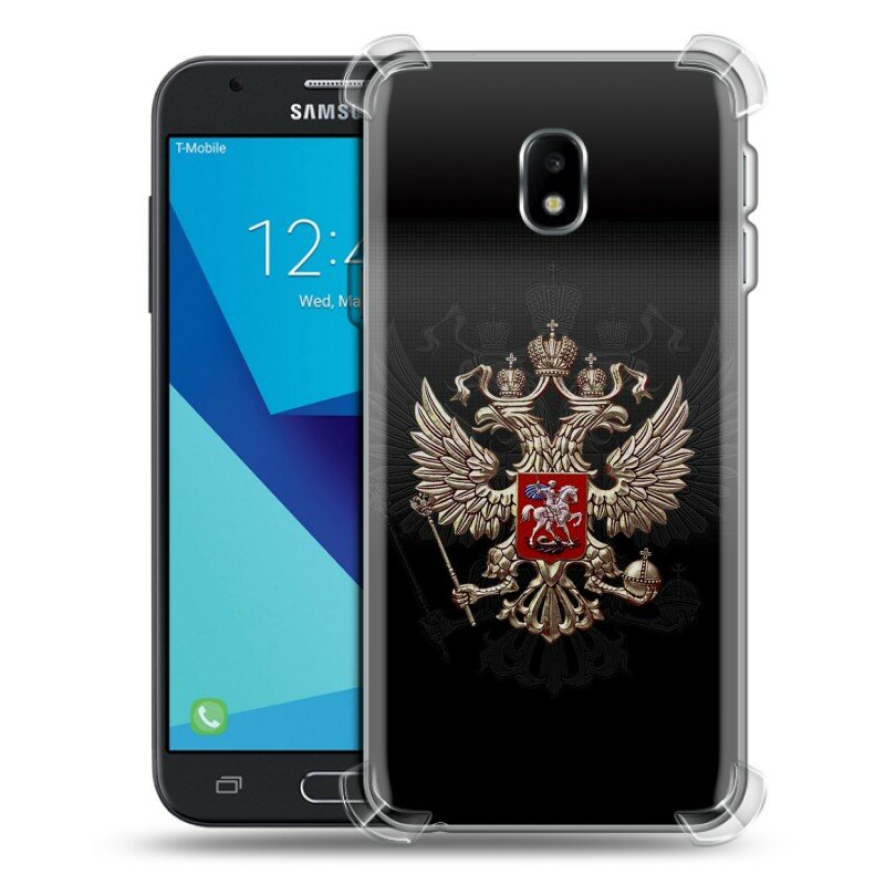 Дизайнерский силиконовый с усиленными углами чехол для Самсунг J7 2017 / Samsung Galaxy J7 (2017) Герб России