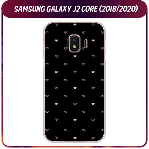 силиконовый чехол цветы на полосках 2 на samsung galaxy j2 core 2018 2020 самсунг галакси j2 core 2020 Силиконовый чехол на Samsung Galaxy J2 Core (2020) / Самсунг Галакси J2 Core (2020) Чехол с сердечками