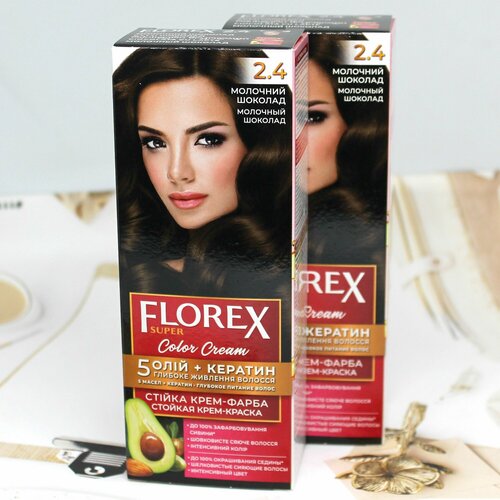 Краска 2 шт для волос 24 FLOREX-SUPER Молочный шоколад 605₽