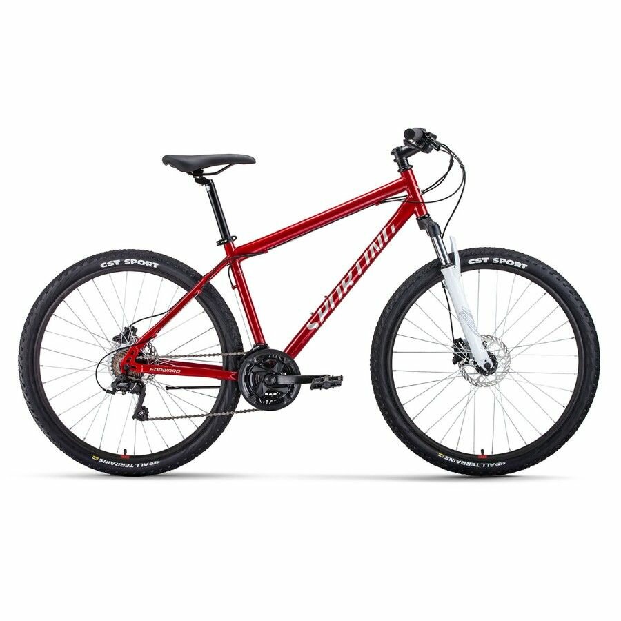 Велосипед взрослый горный Forward Sporting 27,5" 3.2 HD 2022 года рама 17" темно-красный серебристый