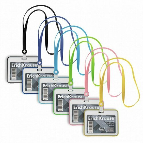 Бейдж горизонтальный 85 х 54 мм ErichKrause книжка силиконовая лента микс 394₽