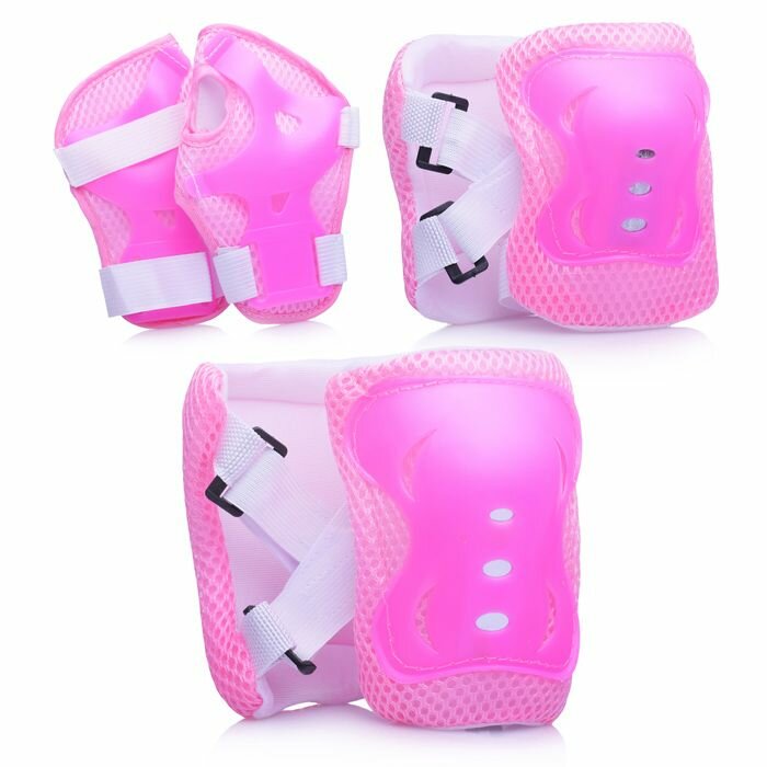 Комплект защиты для катания розовый "Звездочка" илизиум спорт шлем наколенники налокотники защита запястья для роликов скейта самоката