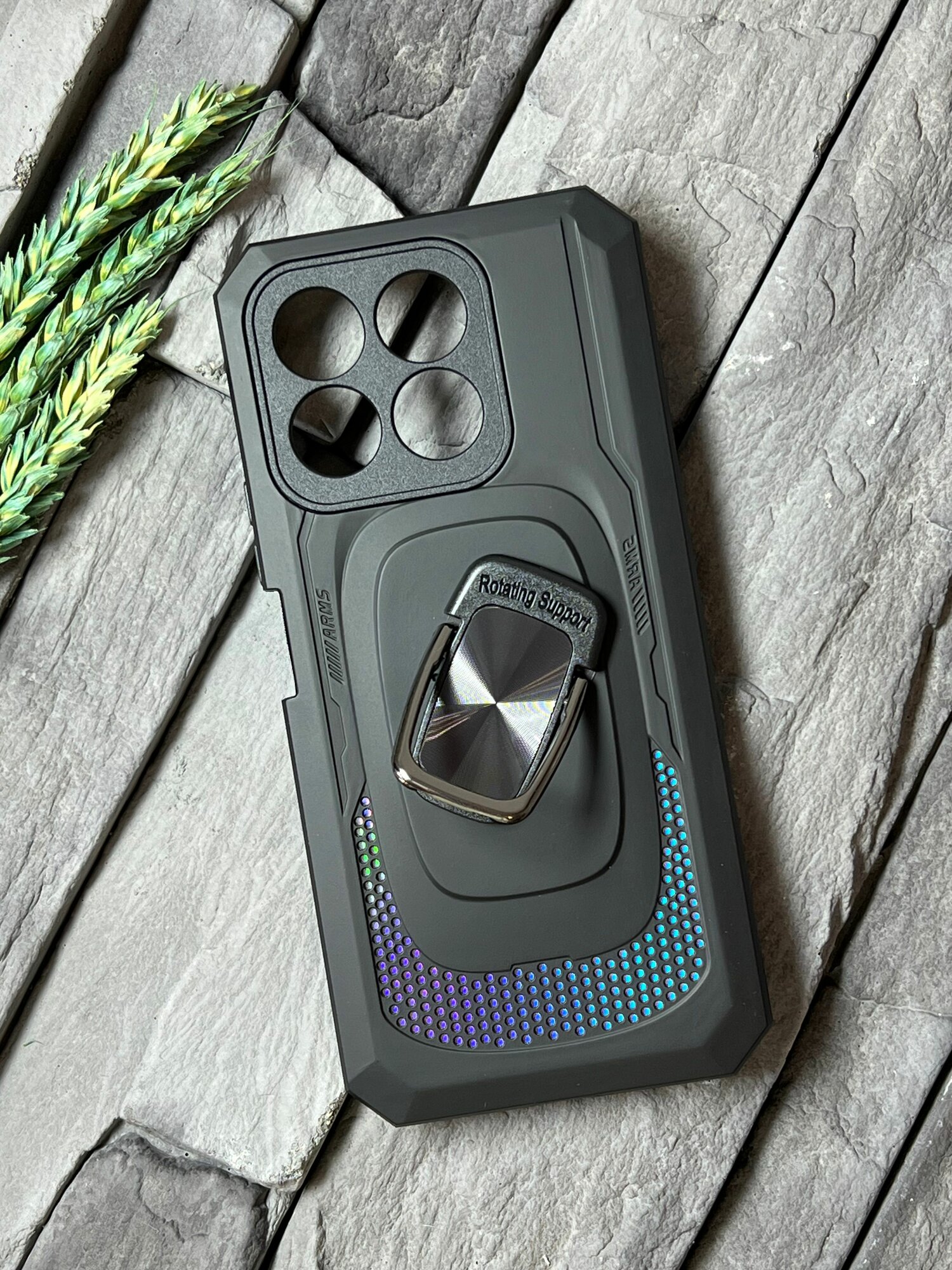 Чехол противоударный для Honor X8B ( Хонор Икс8б ) с функцией подставки , с кольцом-держателем, ударопрочный, усиленный , черный — фото 1