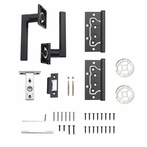Комплект фурнитуры для двери Lavelly Viola с защелкой и петлями квадратная розетка черный (990333)