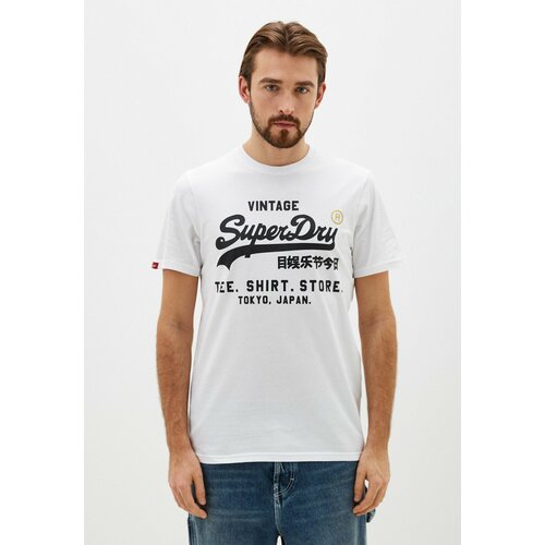 Футболка Superdry VINTAGE VL STORE CLASSIC TEE, размер 2XL, черный, белый анорак superdry размер 16 бежевый