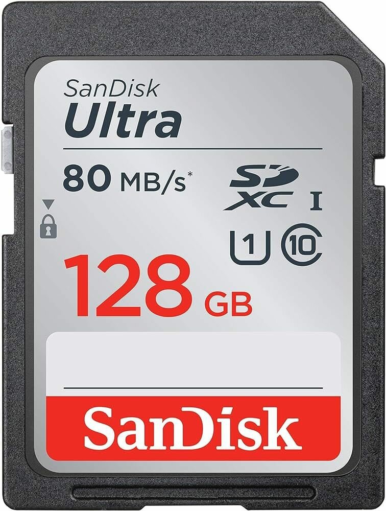 Карта памяти SanDisk 128GB Ultra SDXC UHS-I Memory Card - Up to 140MB/s, C10, U1, Full HD, SD Card - SDSDUNB-128G-GN6IN