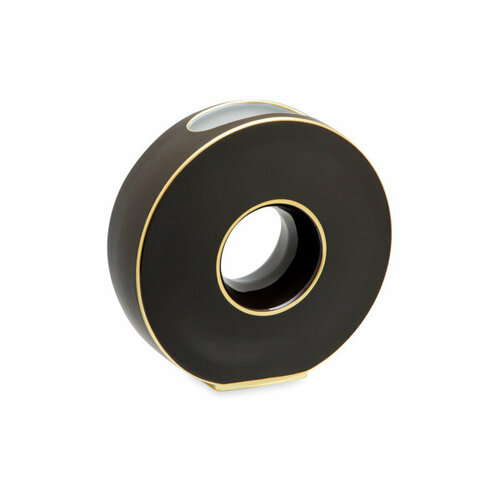 Ваза круглая Legle 20 см, фарфор, темно-коричневая, золотая, п/к