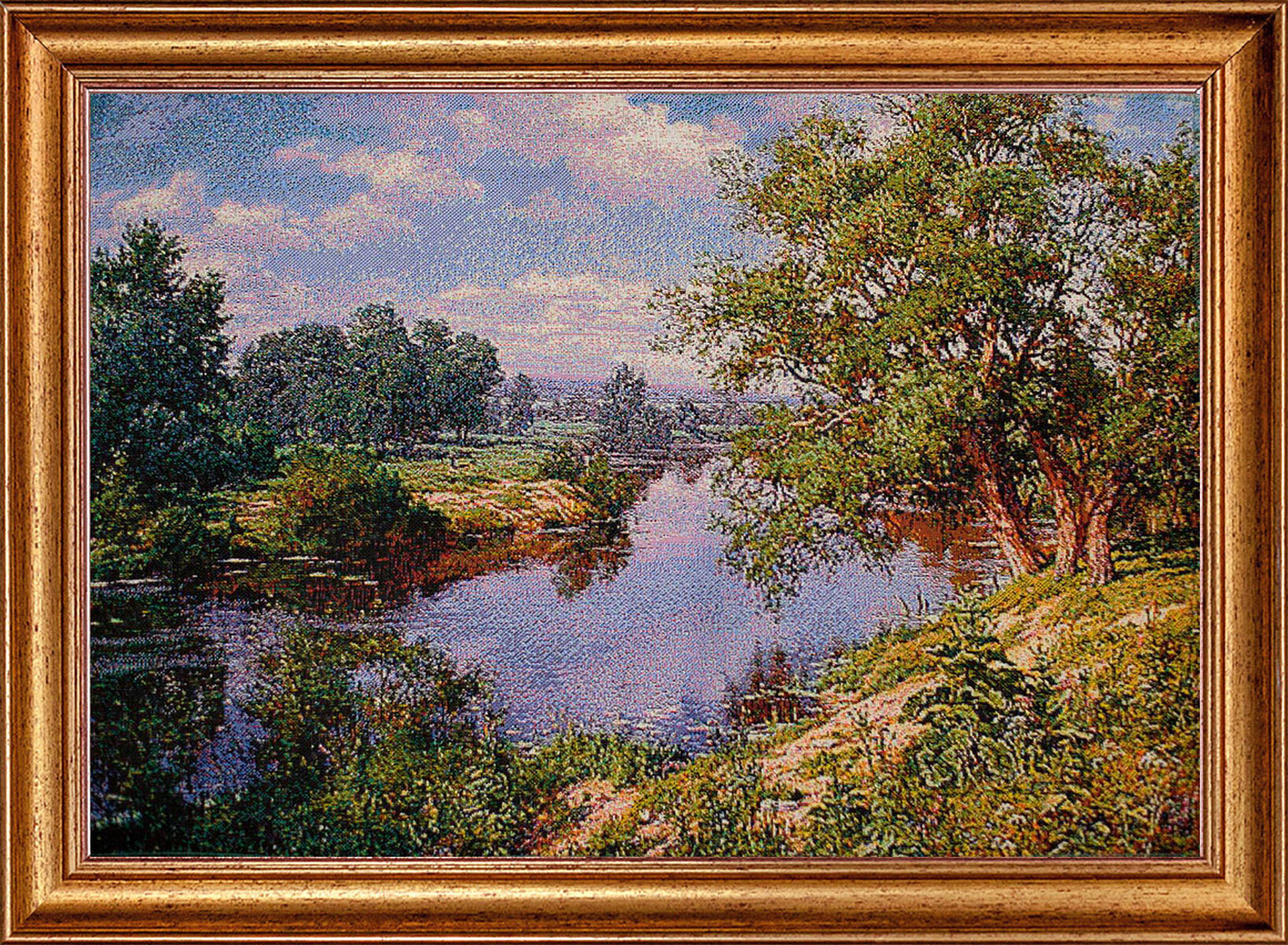 Картина гобеленовая, "Пейзаж с рекой", 52х37 см, Арт. БС-г5