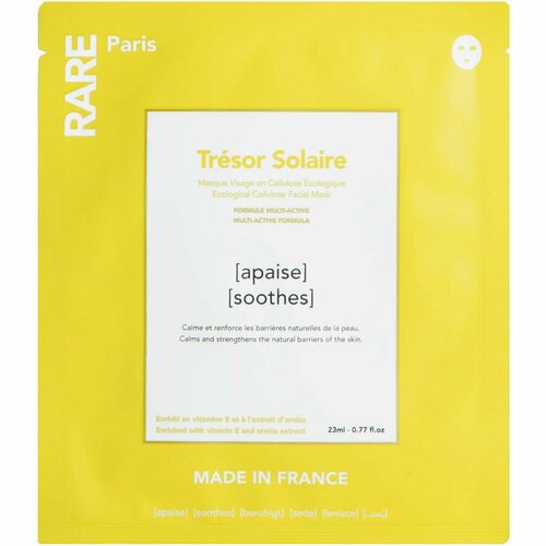 RARE PARIS Успокаивающая и укрепляющая тканевая маска для лица Tresor Solaire (3 шт)