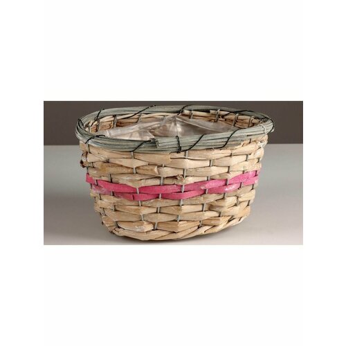 Кашпо плетеное овальное 23x15хH12см натуральныйрозовый 919₽