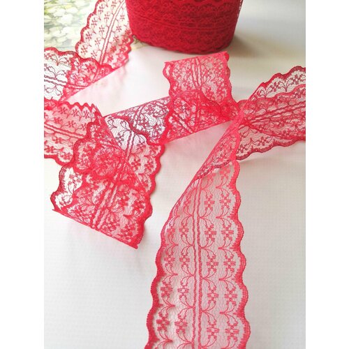 Кружево 45 см длина 10 метров красное 225₽