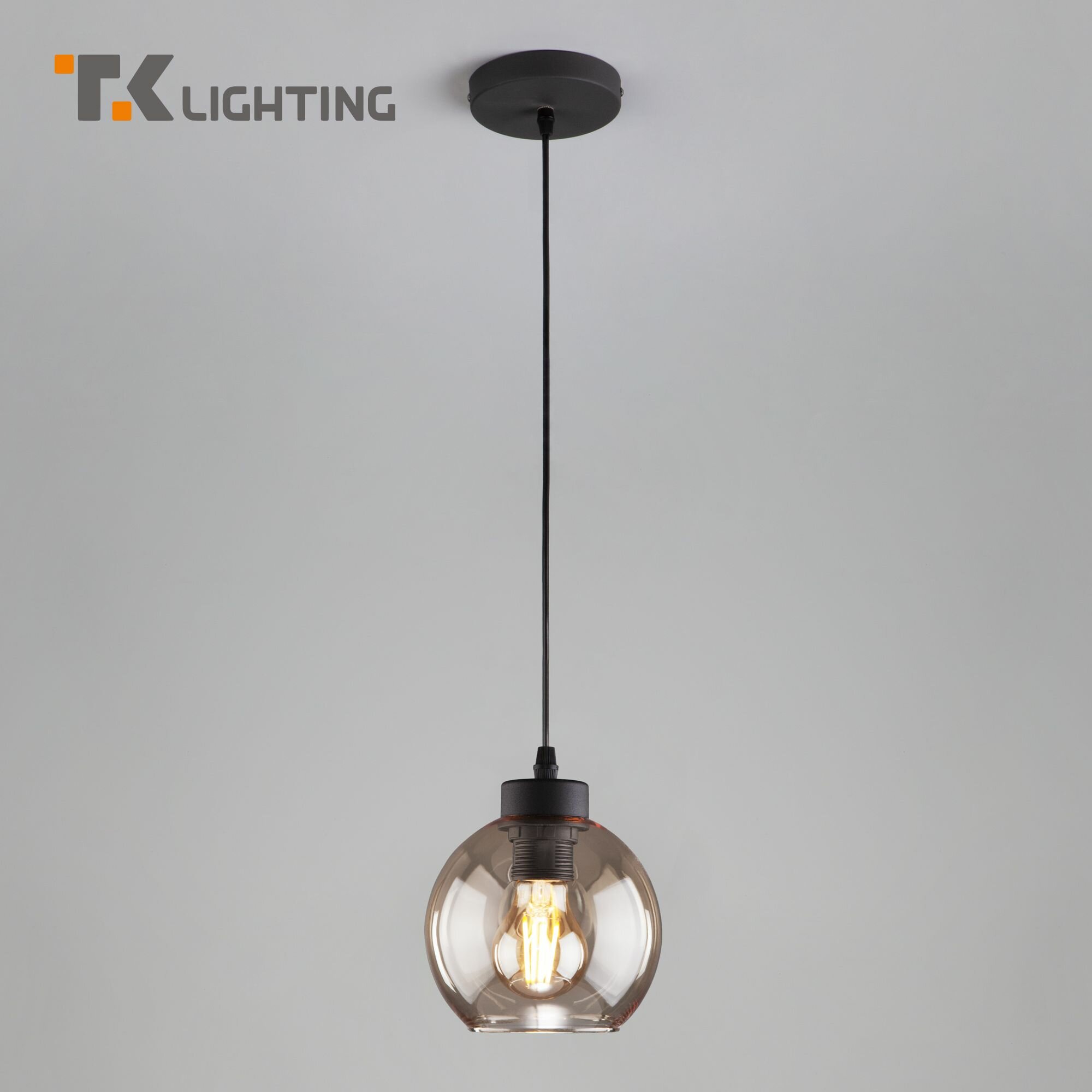 Подвесной светильник со стеклянным плафоном TK Lighting 4318 Cubus, цвет черный / янтарный IP20