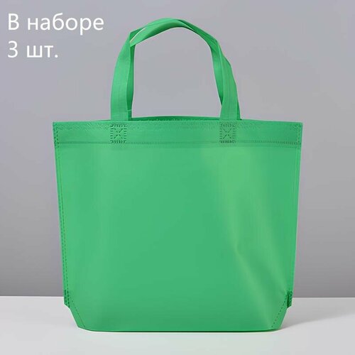 набор хозяйственных сумок шопперов из 3 штук Комплект сумок шоппер Noname, зеленый