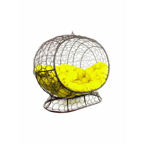 Диван M-group улей на ножках с ротангом коричневый жёлтая подушка 37950₽