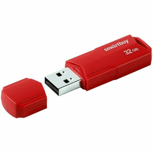 Флешка Smartbuy 32GBCLU-R 32 Гб USB20 чт до 25 Мбс зап до 15 Мбс красная 857₽