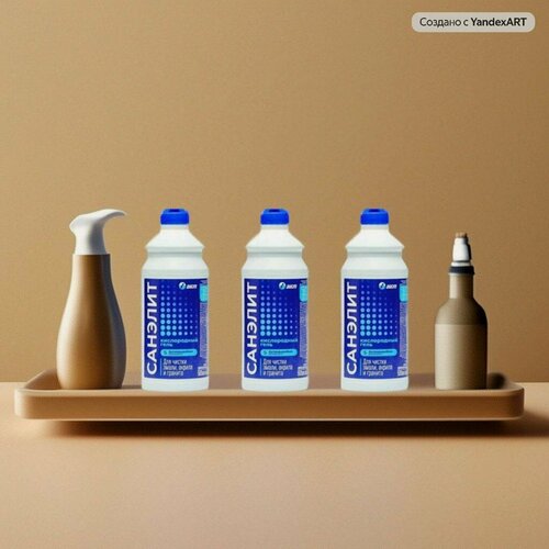 Изображение товара Гель кислородный для ванн и душевых кабин, Санэлит, идеален для эмали и акрила, 500 мл, 3 шт