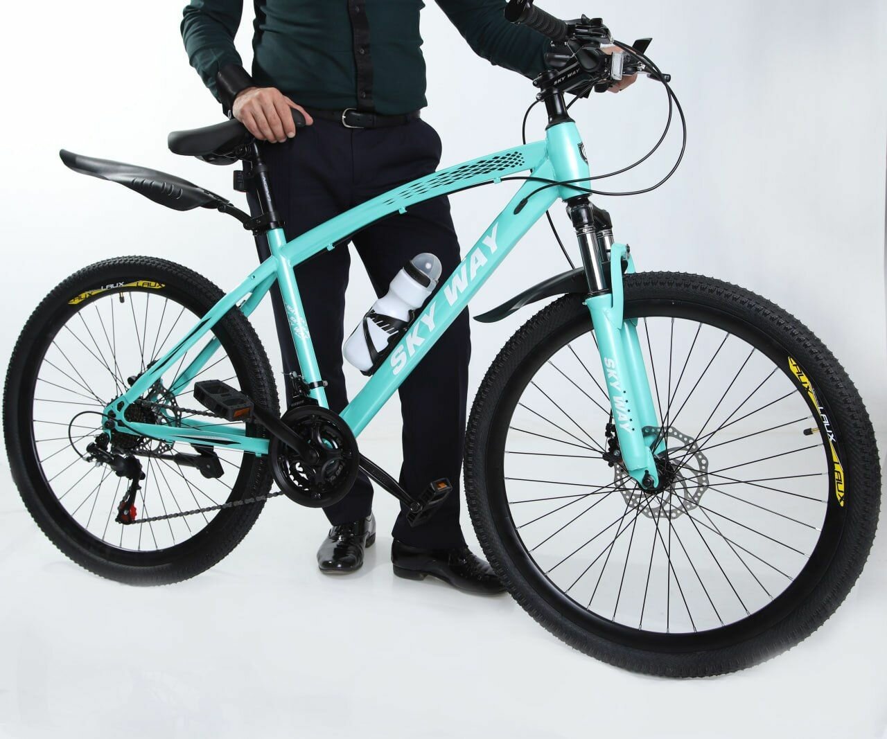 фото Горно-Городской велосипед SKY WAY, взрослый 26" колеса, рама 16 дюймов, Мятный (YS9423)