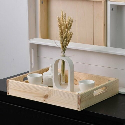 Столик поднос деревянный разборный 38х28 см поднос декоративный для кухни Флоутард из массива сосны столик для завтрака в постель без отделки 900₽