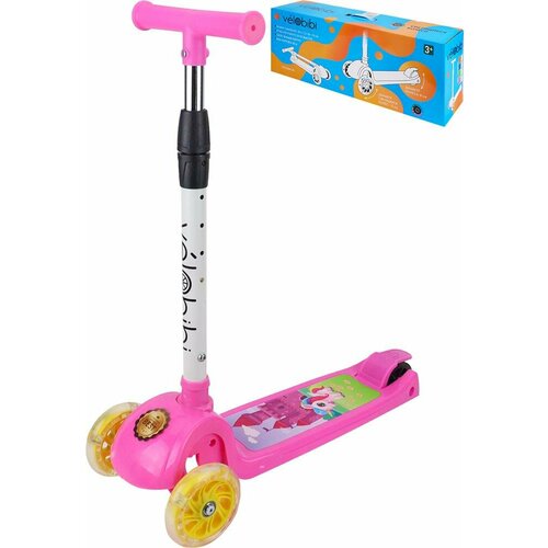 VELOBIBI 3-х колесный складной розовый 55*13*66-76 см (макс. нагрузка до 40 кг) СМК-0365 ПП-00198449