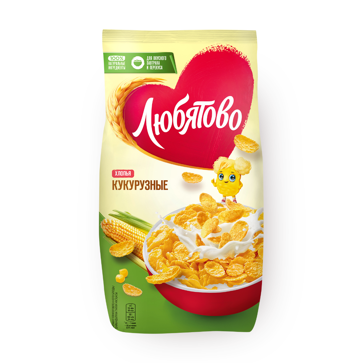 Хлопья кукурузные Любятово, без добавок, 300 грамм, от 0 °C до +25 °C