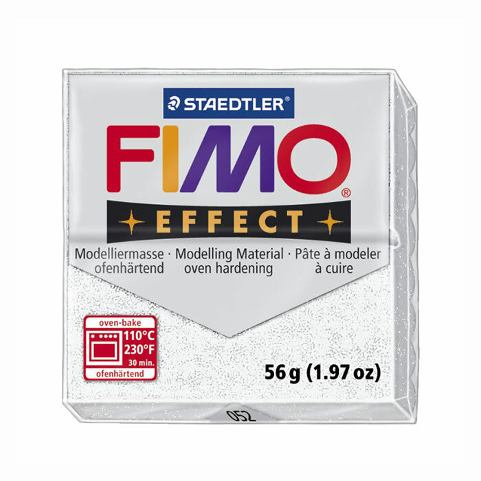 Полимерная глина FIMO Effect, запекаемая в печке, 56 г, белая с блестками (FIMO8020-052)