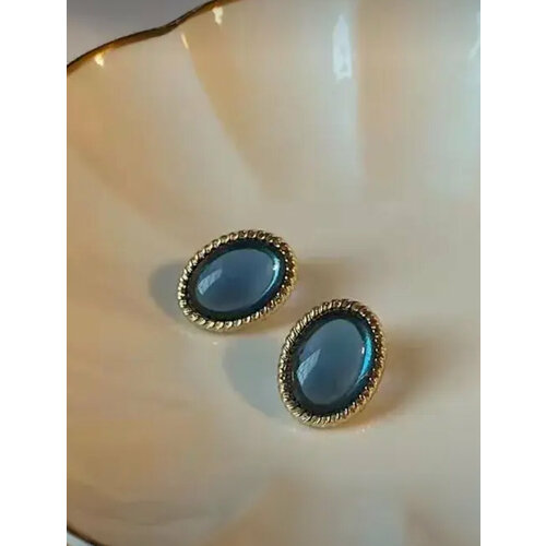 Серьги клипсы , искусственный камень, размер/диаметр 25 мм, золотой серьги клипсы violanta бижутерный сплав золотой голубой