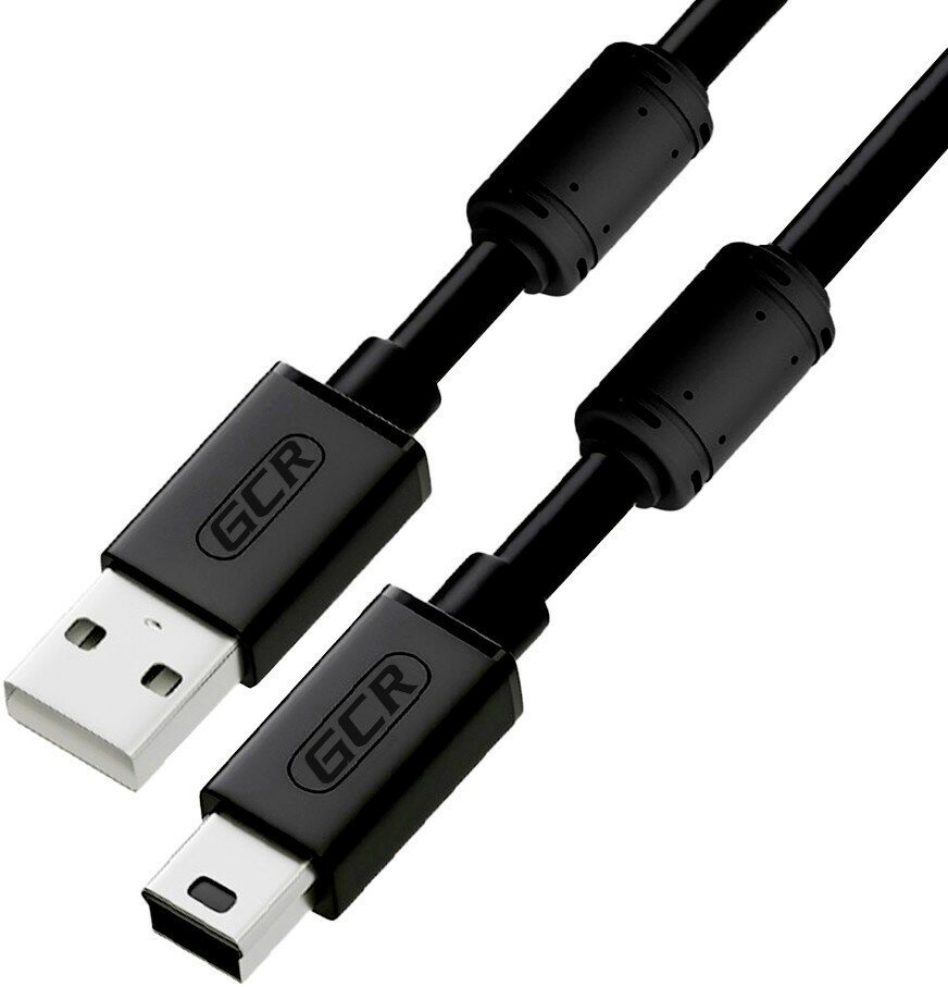 GCR Кабель 1.5m USB 2.0, AM/mini 5P, черный, ферритовые кольца, 28/28 AWG, экран, армированный, морозостойкий, GCR-51177 Greenconnect GCR-51177