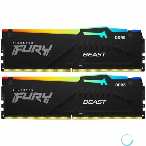 Модуль памяти Kingston 32GB Kingston DDR5 6000 DIMM FURY Beast RGB Gaming Memory KF560C40BBAK2-32 Non-ECC CL40 135V 1859000₽